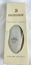 ISOTONER Women  s Sz 6.5-7.5 Vintage Classic Satin Ballerina Slippers White - NOB