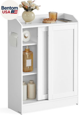 #ad #ad Narrow Storage Cabinet Slim Floor Cabinet with Sliding Doors Toilet Paper Hold $113.43