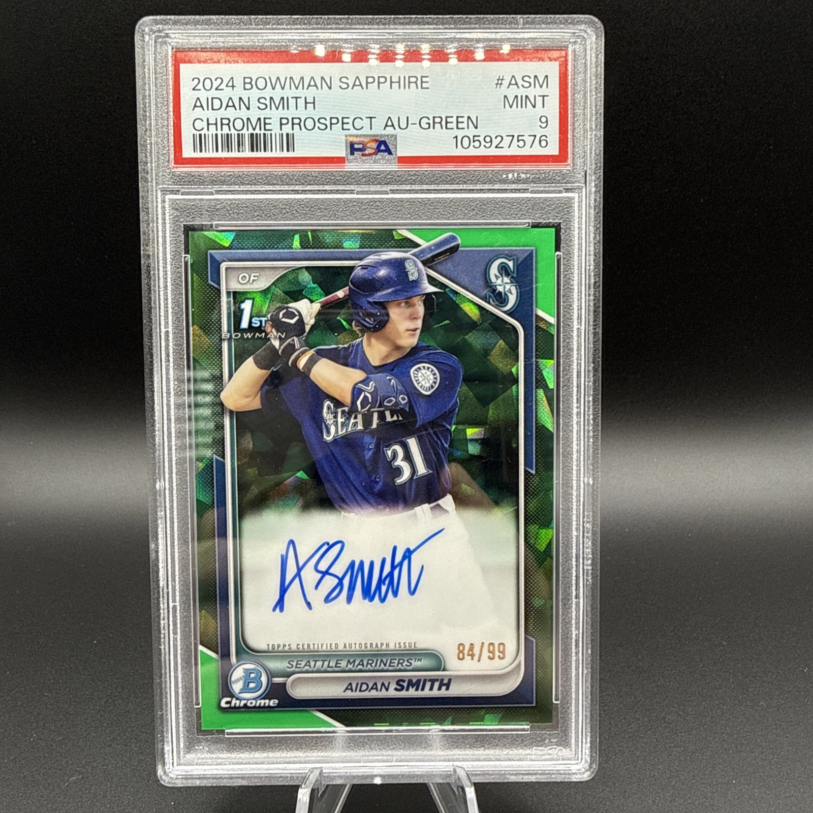 2024 Bowman Sapphire Chrome Prospects Auto Aidan Smith #BSPA-ASM Green /99
