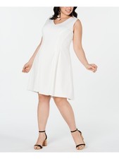 TEEZE ME Womens Fit + Flare Dress White Sleeveless Formal Juniors 16