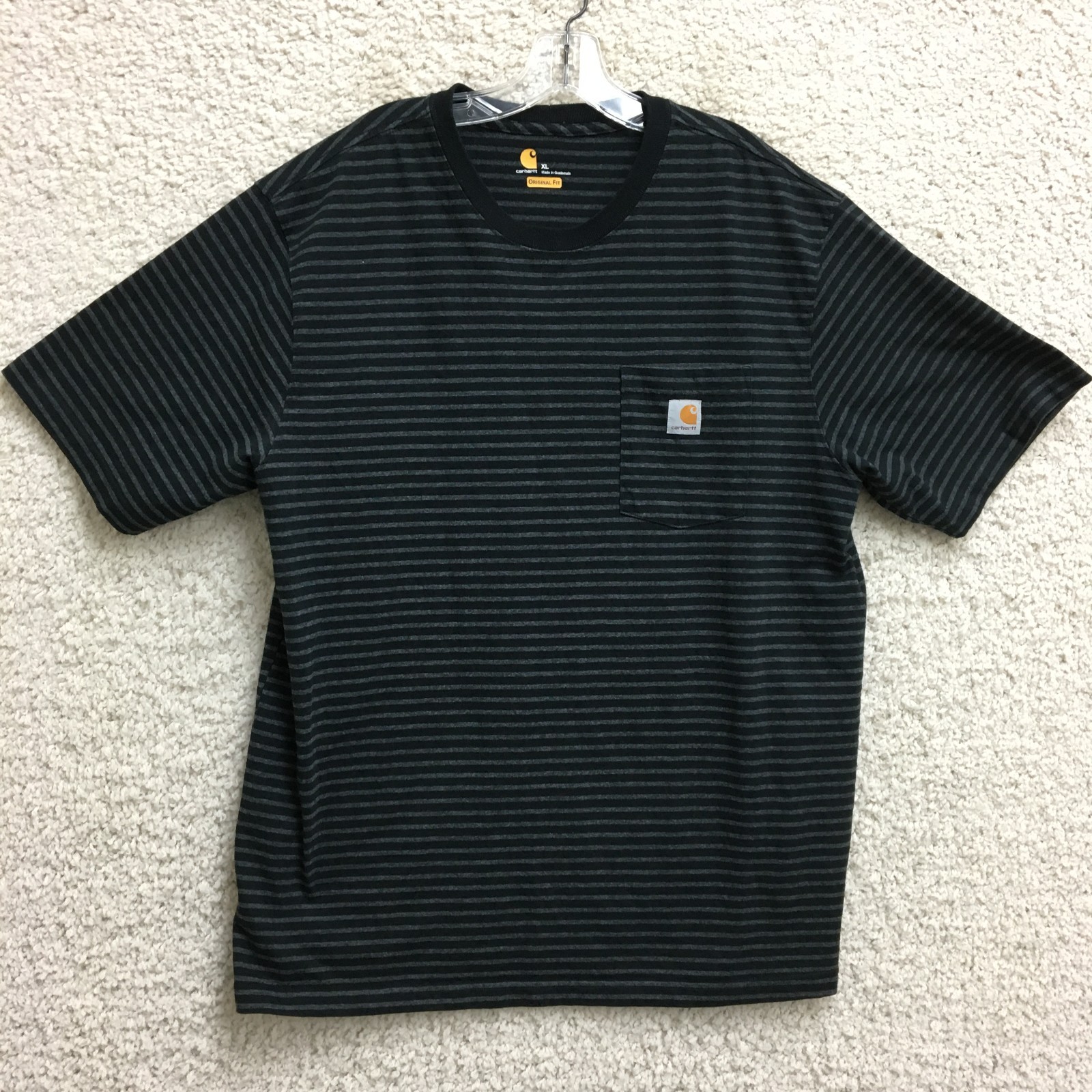 Carhartt Shirt Extra Large Adult Black Original Fit Striped Pocket Tee Mens XL