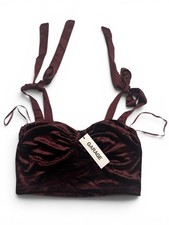 Garage Satin Tie Strap Corset Crop Top Burgundy NWT