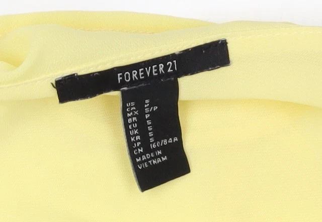 Camiseta sin mangas Forever 21 para mujer amarilla camisola de gasa S Foto 3 de 4