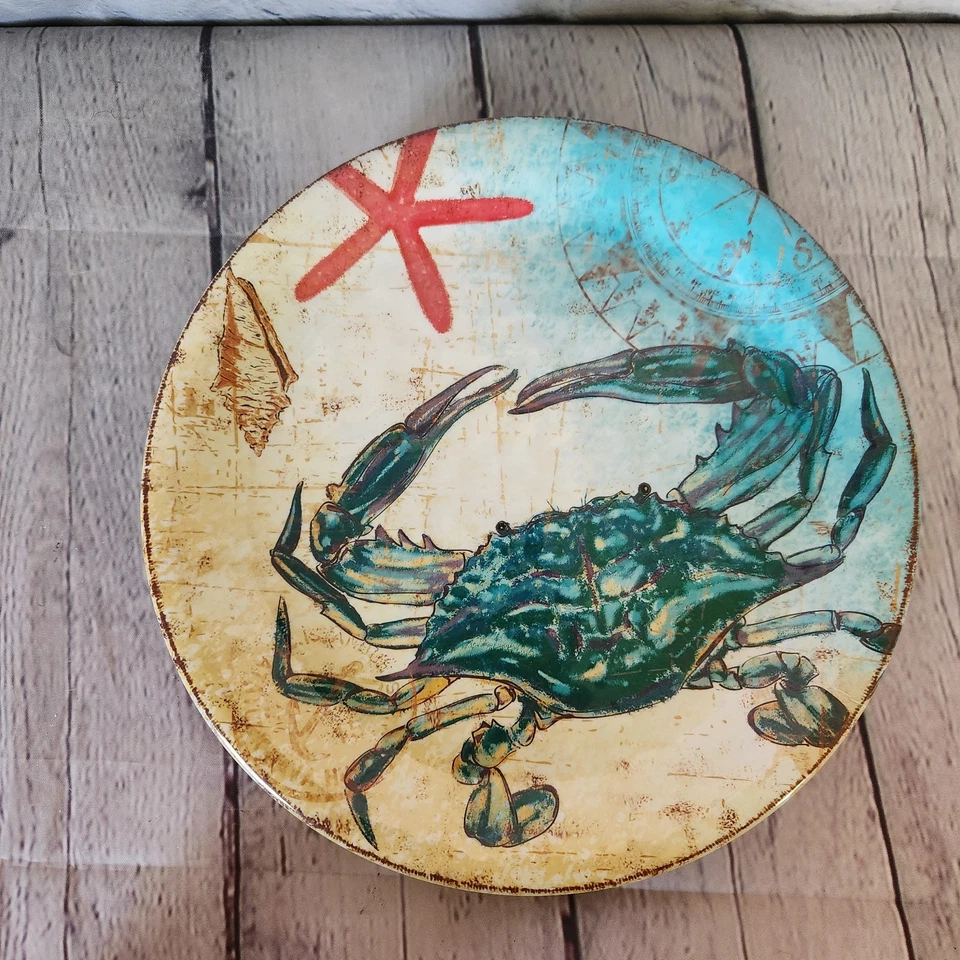 Pier One 1 Imports Set 9" Melamine Sea Life Plates Crab Turtle Seahorse Octopus Foto 4 de 4