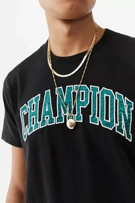 CHAMPION Logo Bordado Vintage Estilo Universitario 100% Algodón, Negro - Grande Para Hombre - Imagen 1 de 4