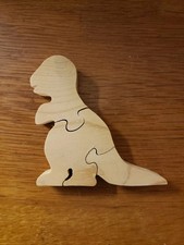 Vintage Hand Made Wooden Child's Wooden Dinosaur T Rex Puzzle