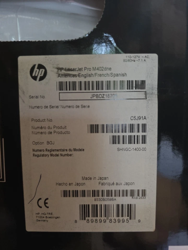 NEW SEALED HP LaserJet Pro M402dne Monochrome Laser Printer (M402n / M402dn)  - Image 3 of 3