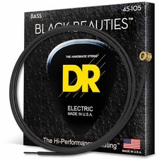 DR Strings Black Beauties BKB-45 Coated Black Bass Guitar Strings   Medium