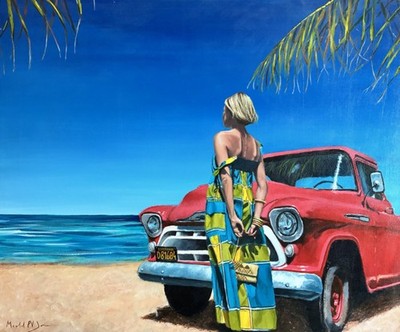 Original acrylic painting 20x24in Somewhere Beyond the Sea gallery-wrapped cavas