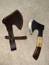 Custom Hand-Forged Carbon Steel Mini Tactical Hunting Axe – Handmade EDC Hatchet