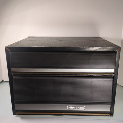 VTG Nintendo NES Wood 2-Drawer 28 Game Controller Zapper Storage Case Cabinet