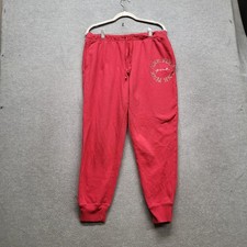 Victoria's Secret PINK Women Activewear Pants L Red Sweatpants Rhinestones