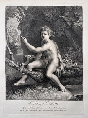 Raphael - John the Baptist Johannes der Täufer Kupferstich engraving 1728