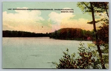 Vintage Lake Chargoggagogg Postcard Webster Massachusetts by Rawson Cigar