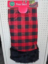 Winter Wonder Lane 48" Christmas Tree Skirt Buffalo Plaid Pattern Red And Black