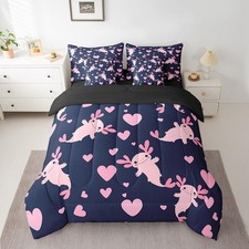 Axolotl Comforter Set with Sheets Twin Size Heart Bed in a Bag for Boys Girls...