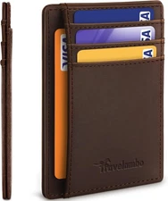 Travelambo 100% Genuine Leather Wallet for Men and Women, Crazy Horse Brown 