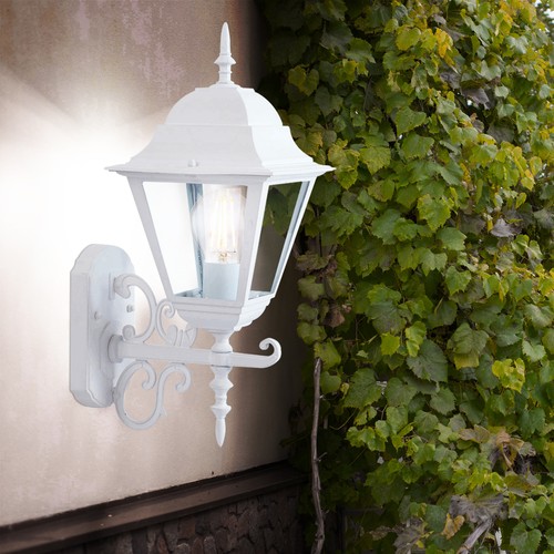 2er Set Außen Wand Laternen Haus Garten Glas Leuchten Antik Stil ALU Strahler - Bild 4 von 10