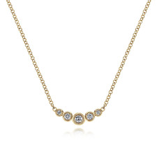 14k Yellow Gold Five Layering Lab Grown Diamond Curved Bar Pendant Necklace