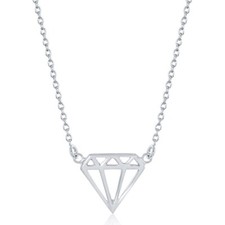 Sterling Silver Diamond Shaped Necklace 18"