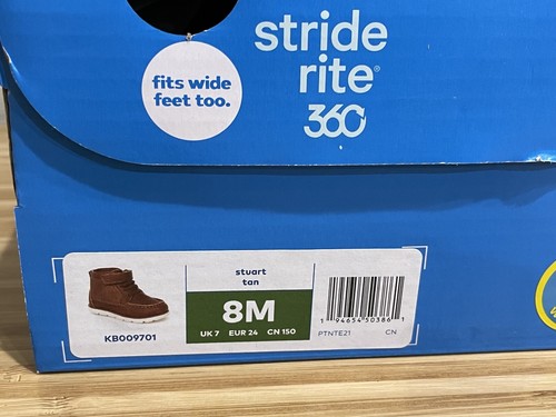 Brand New Baby Boy’s Stride Rite 360 Stuart Tan Boots Walking Shoes Brown Size 8 - Picture 5 of 5
