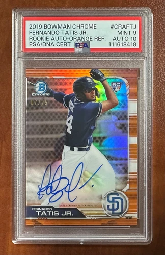 2019 FERNANDO TATIS JR. BOWMAN CHROME ORANGE REFRACTOR RC AUTO 07/25 PSA 10