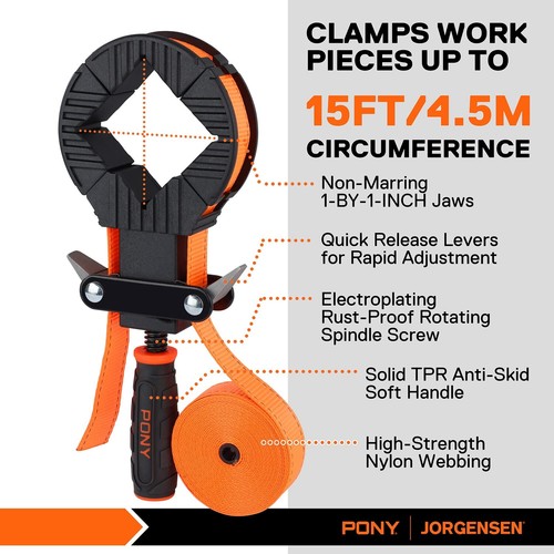 PONY 5-in-1 Band Clamp 4PC 6-2/7" Spring Clamp Frame Clamping Strap Holder Clamp - Picture 2 of 10