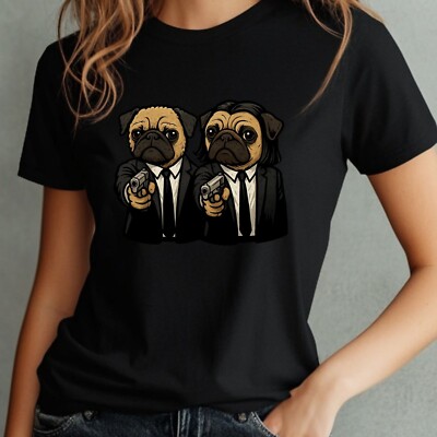 Women Pug Fiction Parody Theme Cotton T-Shirt Size S to 3XL