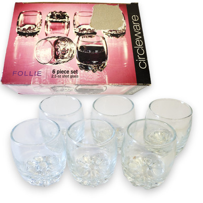 Circleware Shot Glasses 6-Piece Set, 2 Oz, Art Deco Design, Original Box