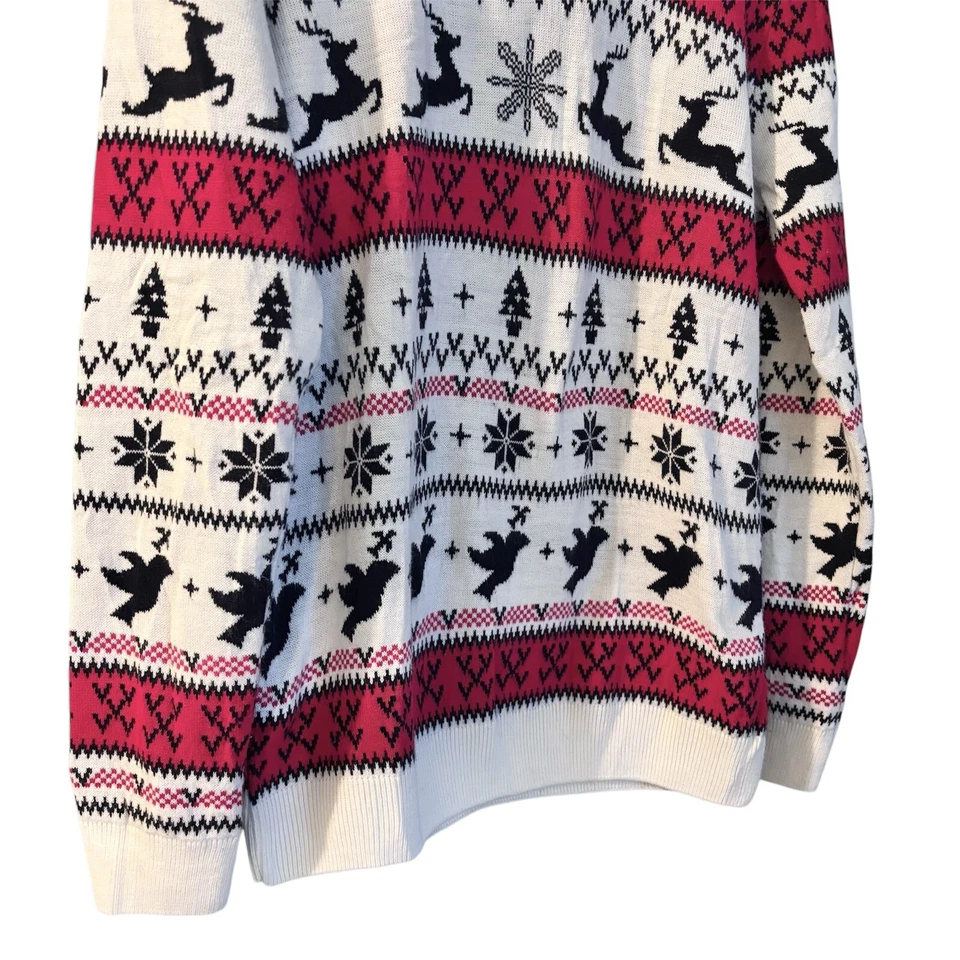 Women's Boohoo red white Christmas Holiday fair isle turtleneck sweater size lg - Image 3 of 4
