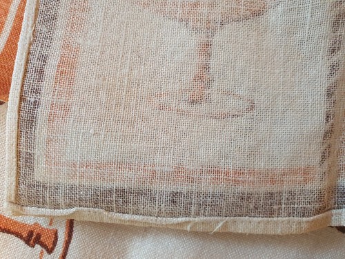 Vintage Orange Brown Linen 1950s Tea Towel Retro Martini Mid Century Barware - Picture 5 of 10