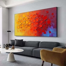 Red Pure Hand painted Abstract Oil Painting Living Room Hanging Painting