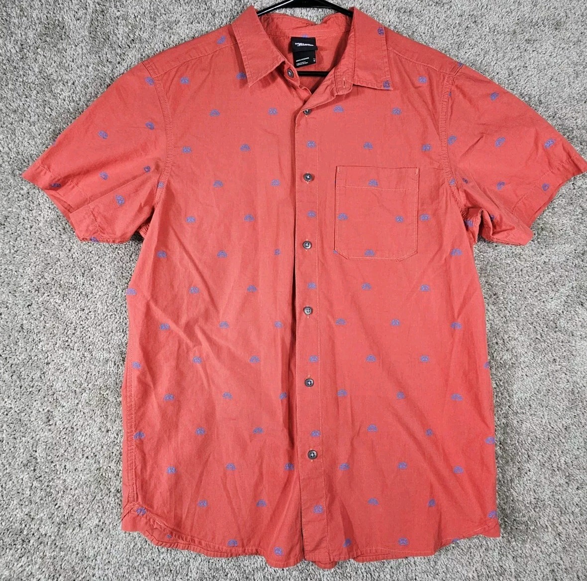 North Face Button-Up Shirt Tent Allover Print Red Blue Mens Large  
