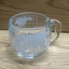 1970 Vintage Nestle Nescafe World Globe Frosted Glass Coffee Mug Cup