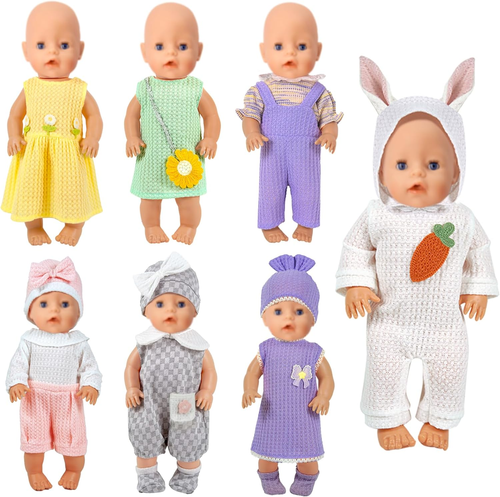 Doll Clothes, 14-18 Inch Baby Doll Clothes Accessories Dress with Hats Socks Out - Picture 11 of 12