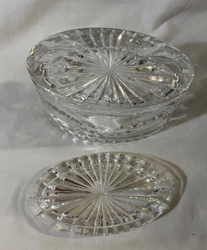 Waterford Crystal Ireland Overture Oval Trinket Box w Lid Marked - Picture 4 of 6