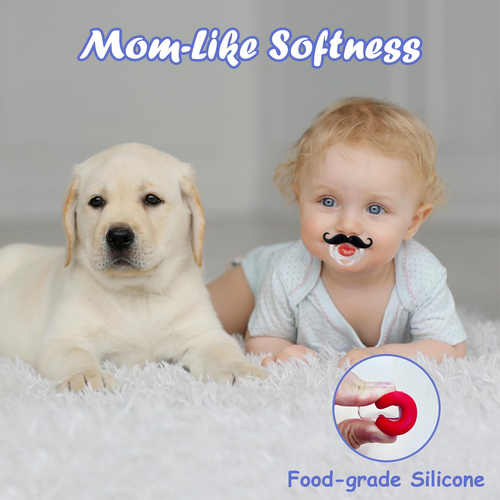 Funny Toddler Orthodontic Mustache Pacifiers, BPA Free, Latex Free - 4 Pack - Picture 4 of 12