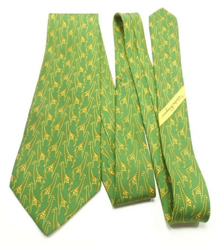 Salvatore Ferragamo Herren Krawatte Grün | Muster mit Giraffenmotiv Made in Italy - Bild 7 von 10