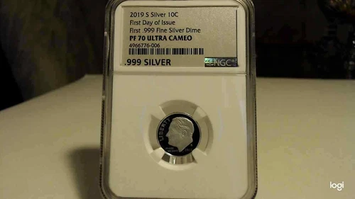 2019 S First.999 Fine Silver Dime, FIRST DAY OF ISSUE NGC PF 70 Ultra Cameo