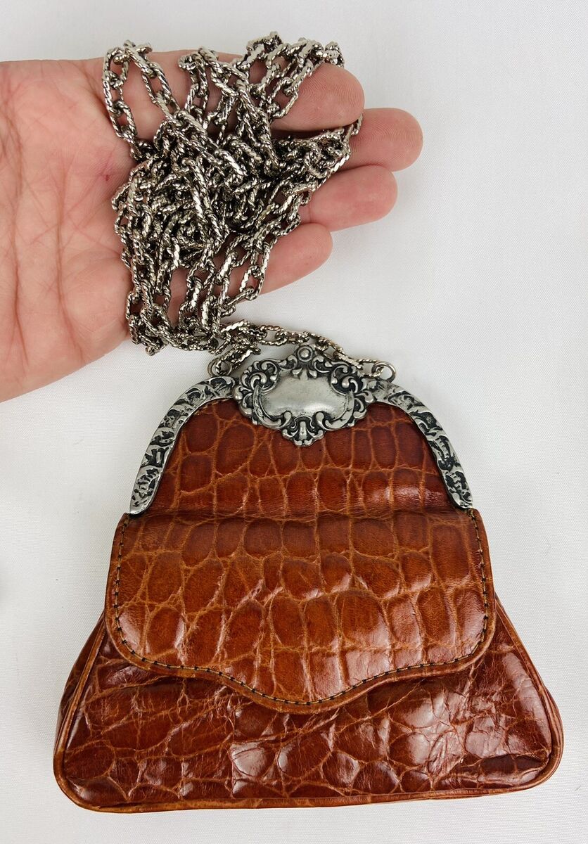 Vintage Glen Miller for Ann Turk Brown Croc Embossed Silver Vintage Glen Miller for Ann Turk Brown Croc Embossed Silver