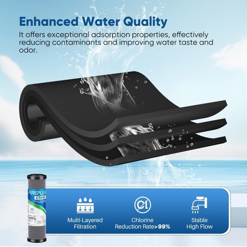 Cartucho de filtro de agua de carbono CTO Whole House 1 micra 2,5"" x 10"" 4 PAQUETE - Imagen 5 de 9