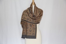 Authentic MCM Made in Italy wool scarf shawl wrap vintage oblong brown gray