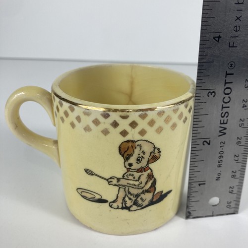 Edwin M Knowles China Cup 34-3 Child Mug Peter Rabbit Carrots Puppy Dog VTG 30s - Picture 15 of 24