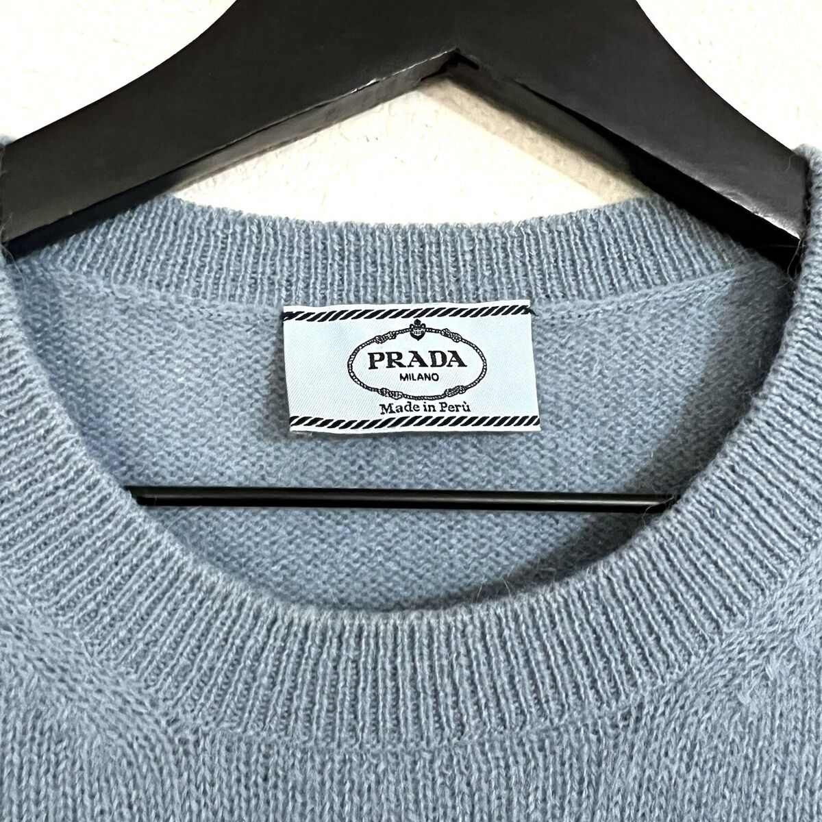 Prada Women's Alpaca Crewneck Sweater Size 44 Light Blue Prada Women's Alpaca Crewneck Sweater Size 44 Light Blue