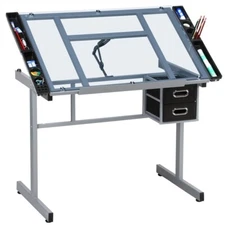 Drafting Table Art Craft Desk Adjustable Artist Drawing Table Home Office, Black