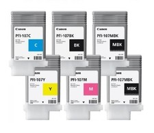 6 x Inchiostro originale Canon iPF670 iPF680 iPF770 iPF780 iPF785 / PFI-107 SET COMPLETO