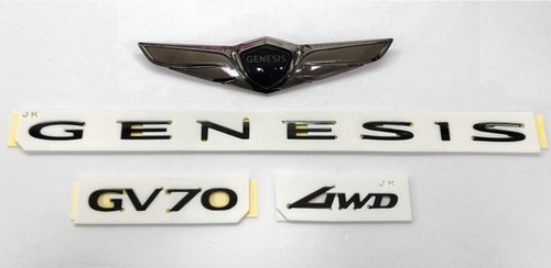 Hood Trunk Wing Logo Letter Dark Chrome Black Emblem For 21 ~2023+ Genesis GV70 - Picture 6 of 10