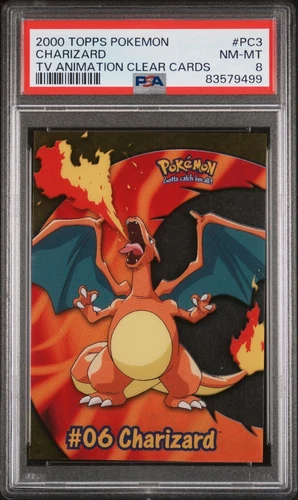 2000 Topps Pokemon PC3 TV Animation Clear Cards Charizard PSA 8