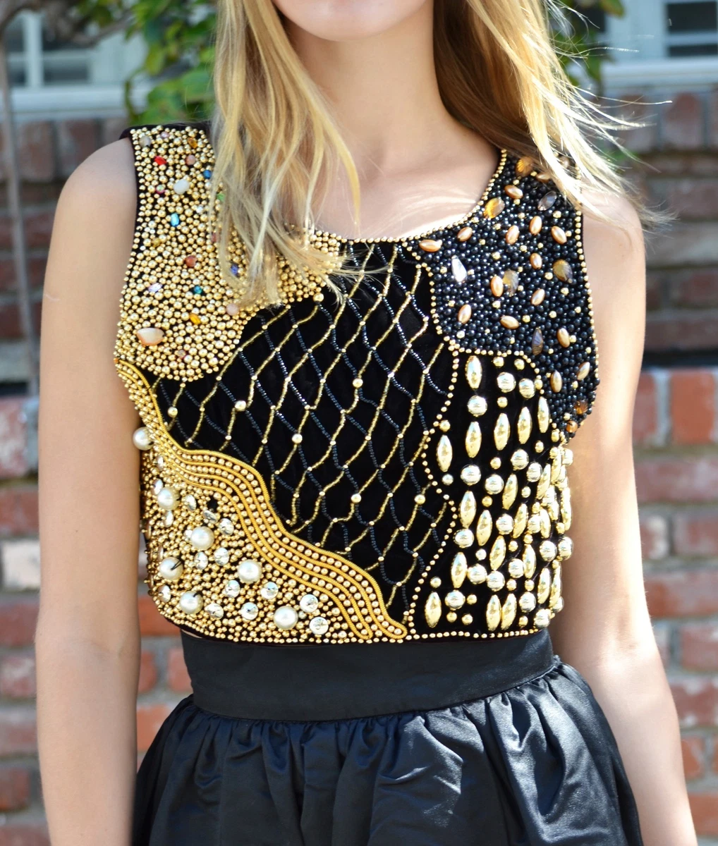 Black dressy cheap crop top