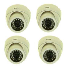 4 x Night Vision CCD DOME Security Cameras 550TVL